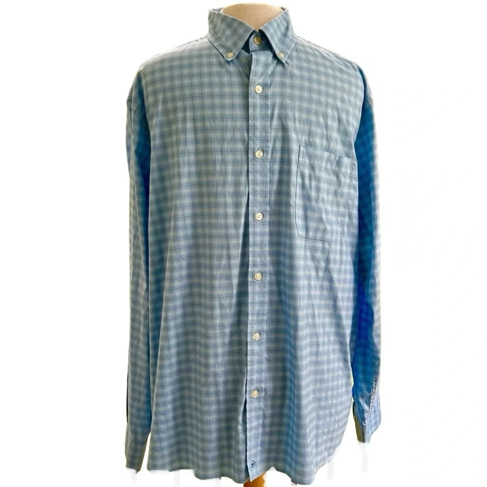 Vineyard Vines OTG Blue Size XL Shirt Plaid On The Go Button Down Performance